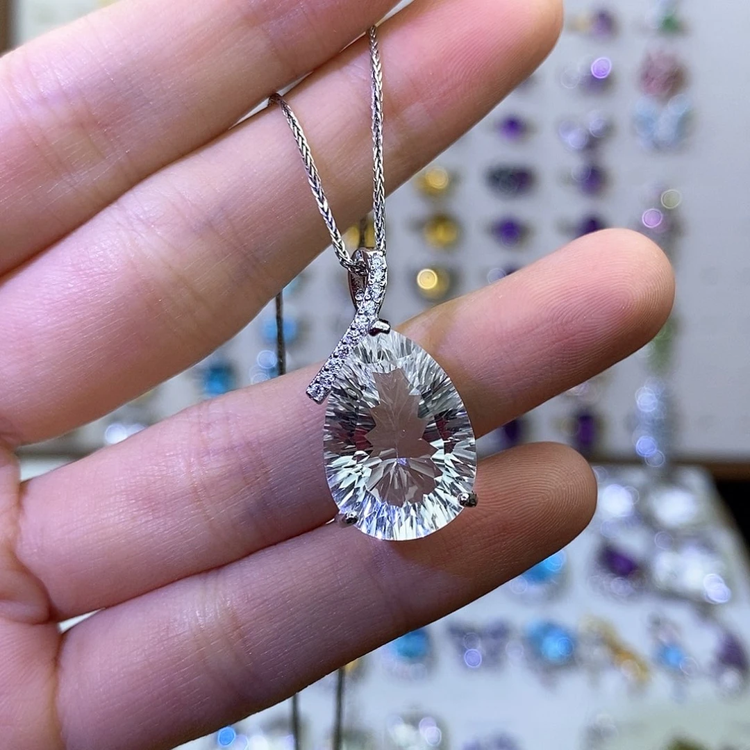吊坠(不含链)银S925镶嵌水晶白水晶（一物一证）