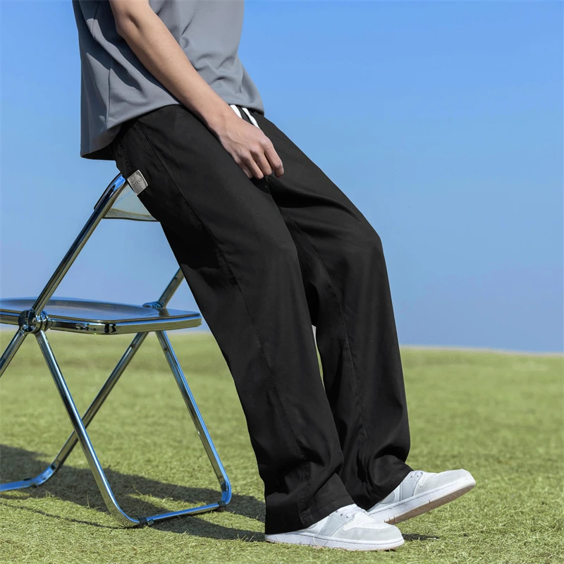 雅鹿男装2025年夏季新款天丝莱赛尔潮夏秋男士莱赛尔直筒长裤裤子