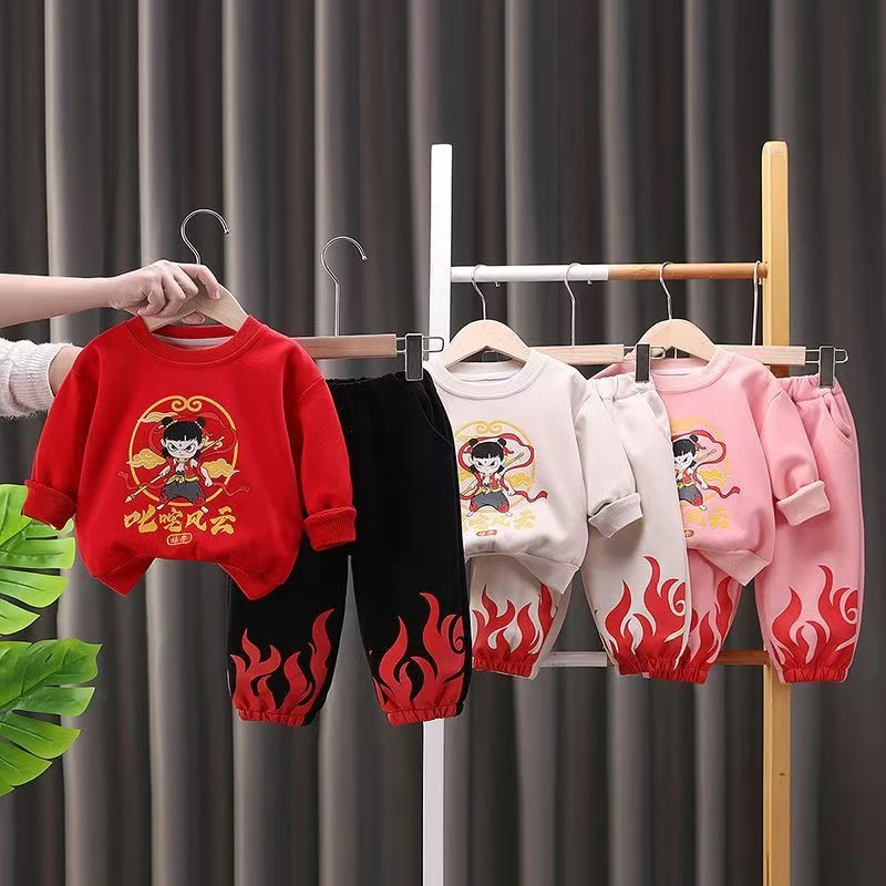 【安安家】哪吒闹海国潮儿童2025春装套装男女同款爆款套装帅气宝宝