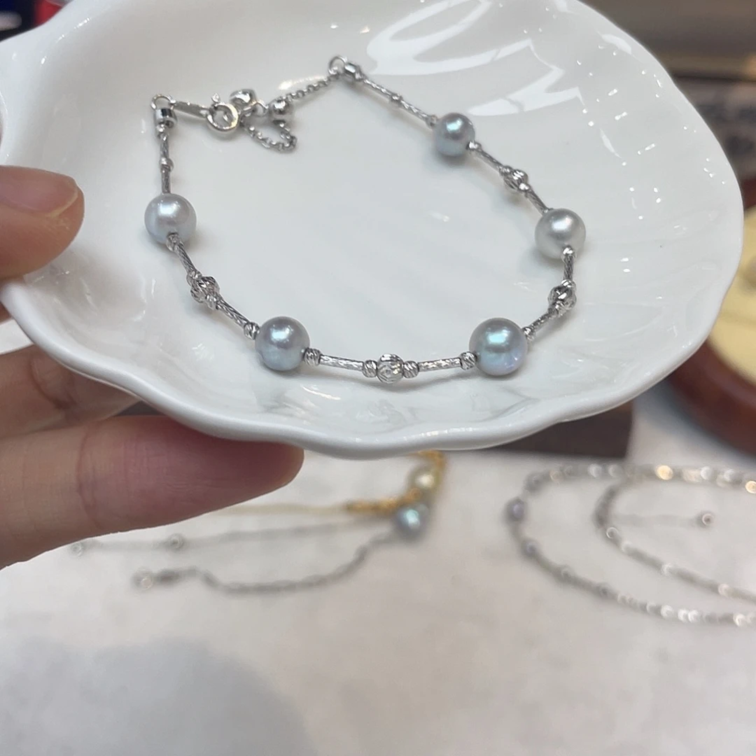 海水珍珠银S925镶嵌手绳