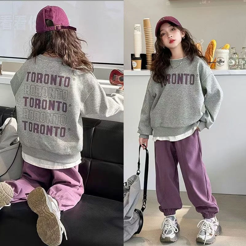 女童运动套装春秋2025新款大童儿童卫衣时髦洋气女孩休闲裤子秋装