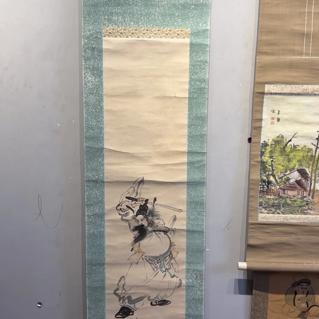 书法于***猫卷轴纸本纸裱20