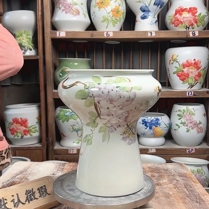 摆件火炬亮面紫藤新款陶瓷