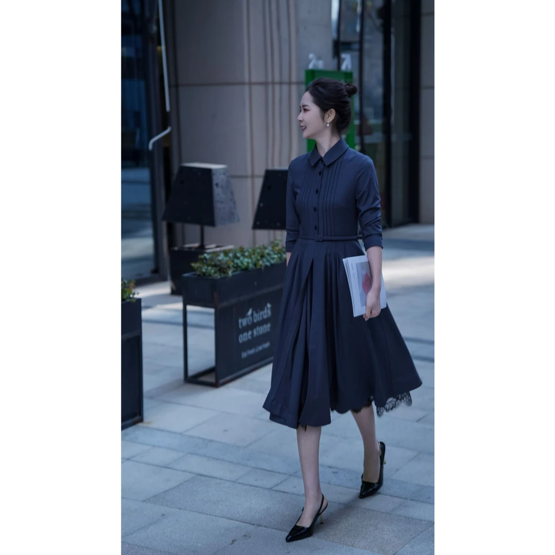 【木木琳专属】精致重工收腰连衣裙长袖2A3L148||X.W限量