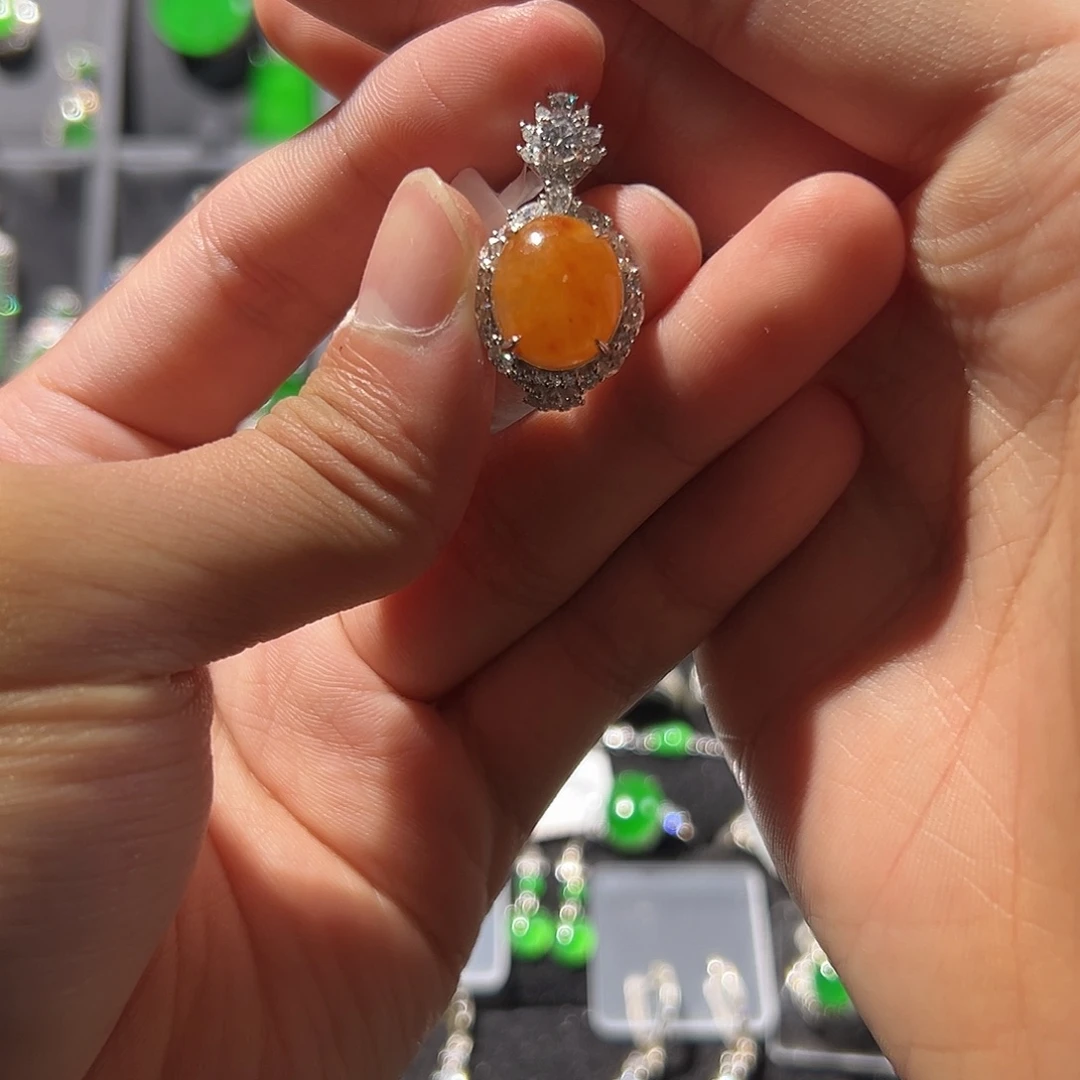 翡翠银S925镶嵌吊坠(不含链)