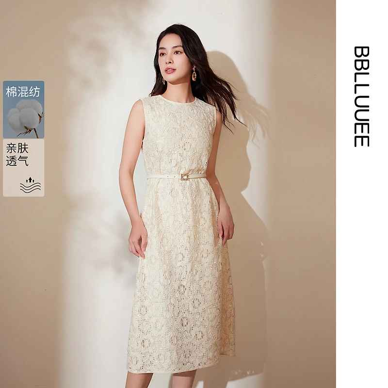 【晨晨精选】【蕾丝遐想】BBLLUUEE/粉蓝衣橱2025秋装背心裙绣花A字无
