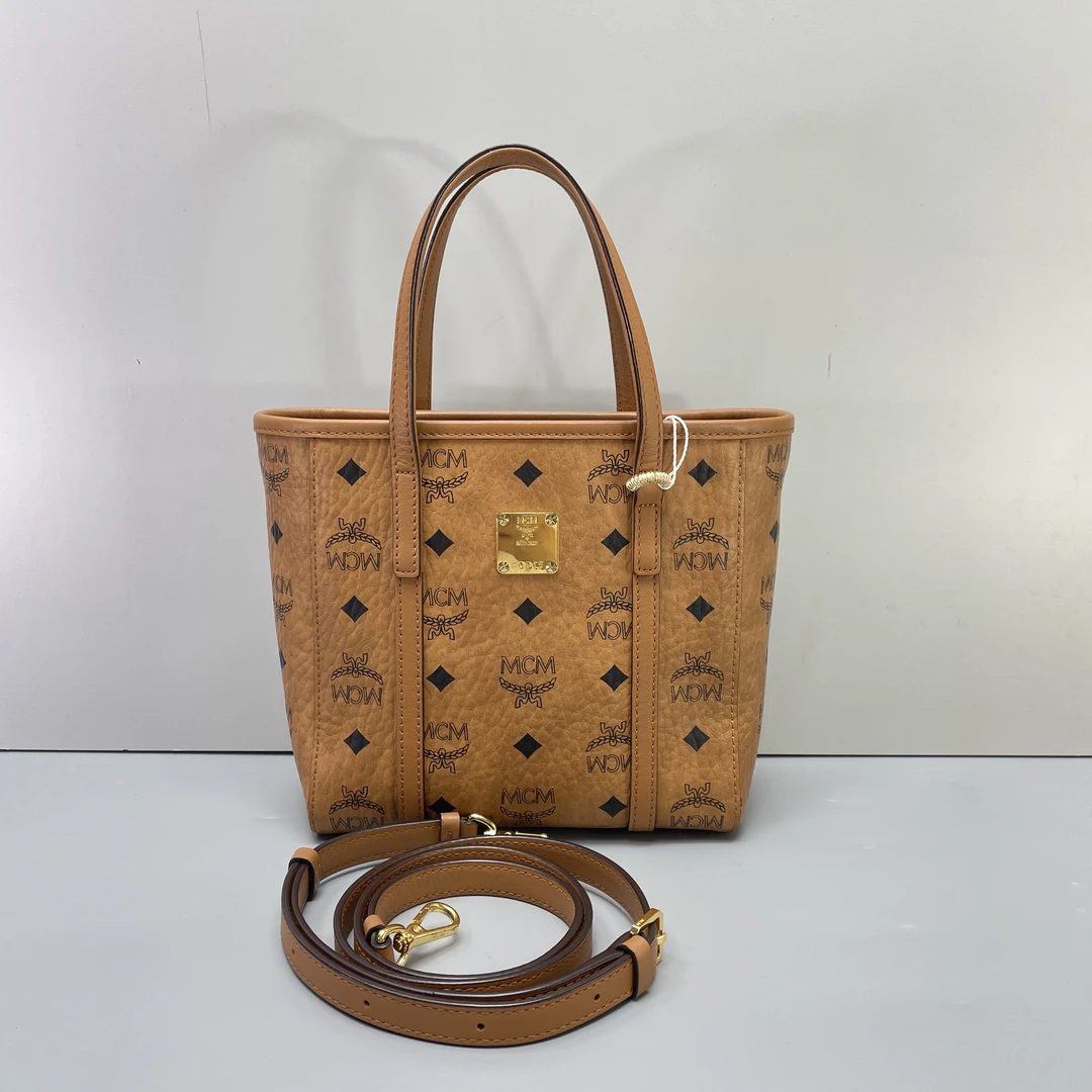 95新 MCM 媚姐/mcm干邑色小号菜篮子19*19*9cmG091901