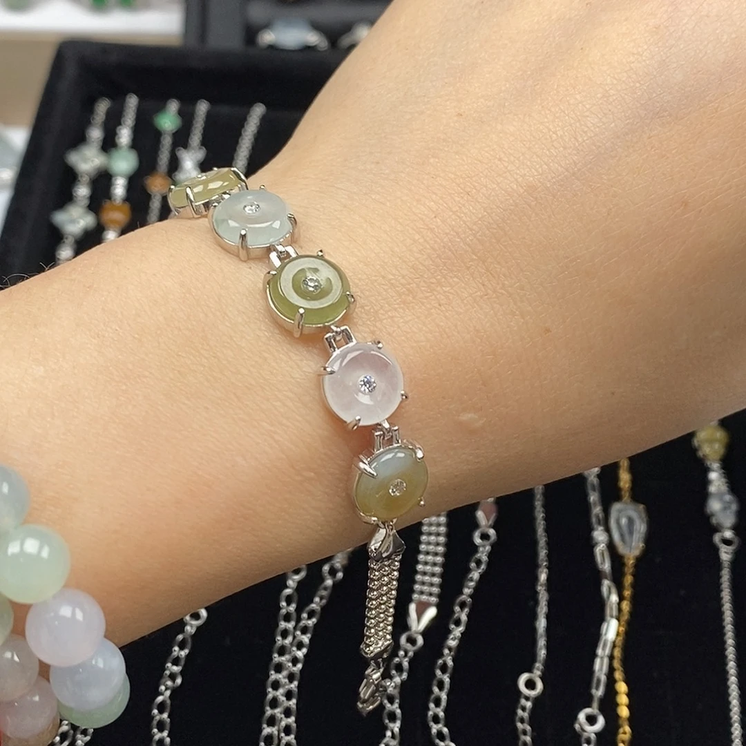 翡翠银S925镶嵌手链手链