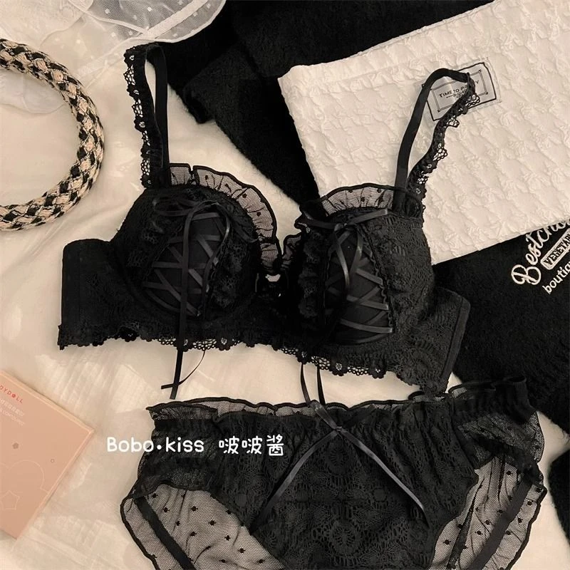 少女内衣可爱文胸内裤套装上薄下厚聚拢调整女式内衣文胸罩潮