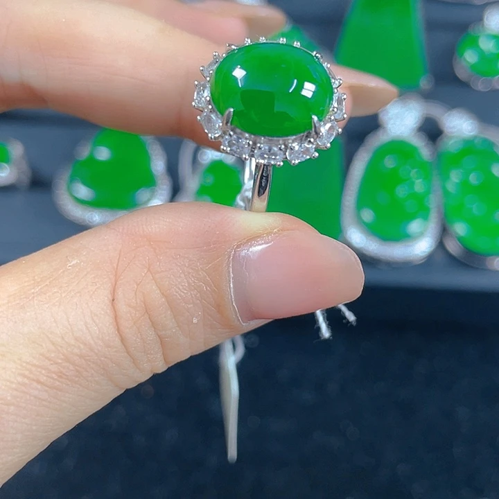 吊坠(不含链)银S925镶嵌翡翠