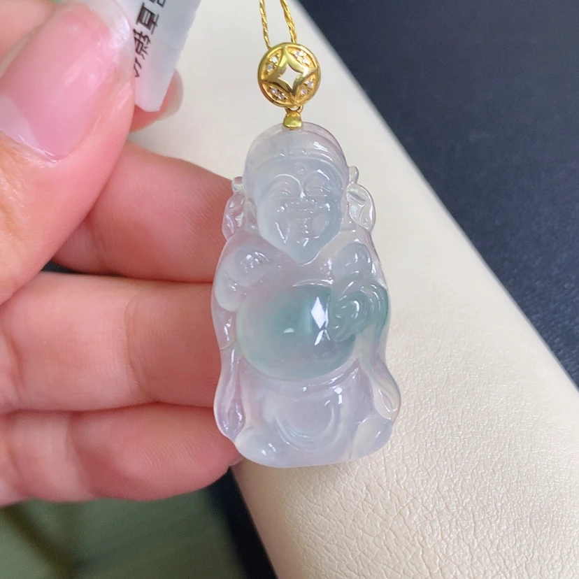 【闪购商品】翡翠颈饰18K金镶嵌财神