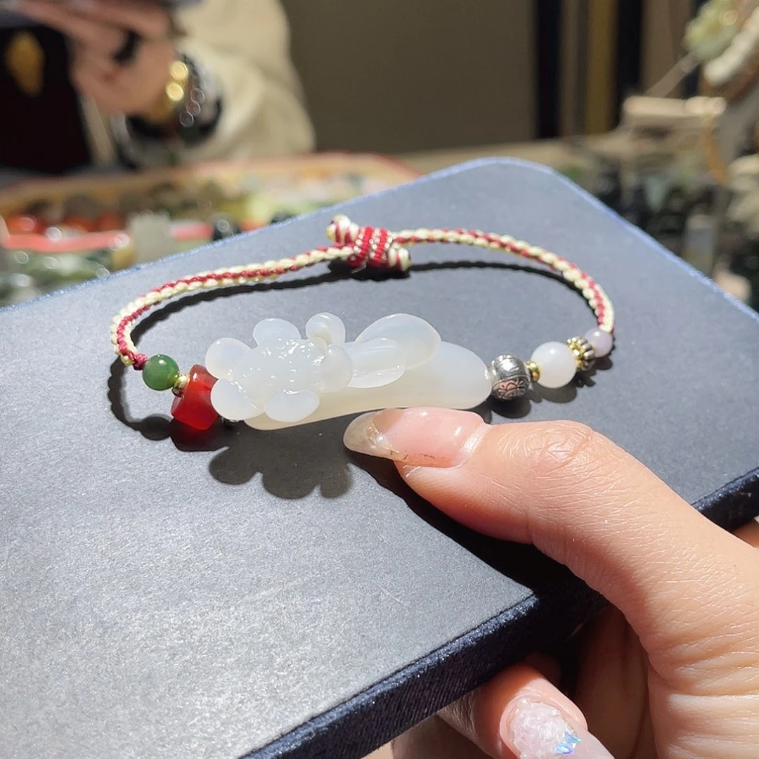 和田玉未镶嵌手链白玉