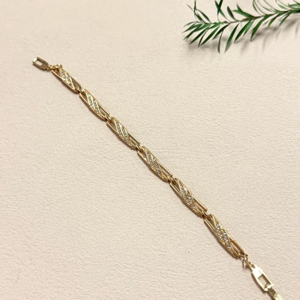 铜合金合成锆石手链 【六六中古】孤品简约手链as2000手围18