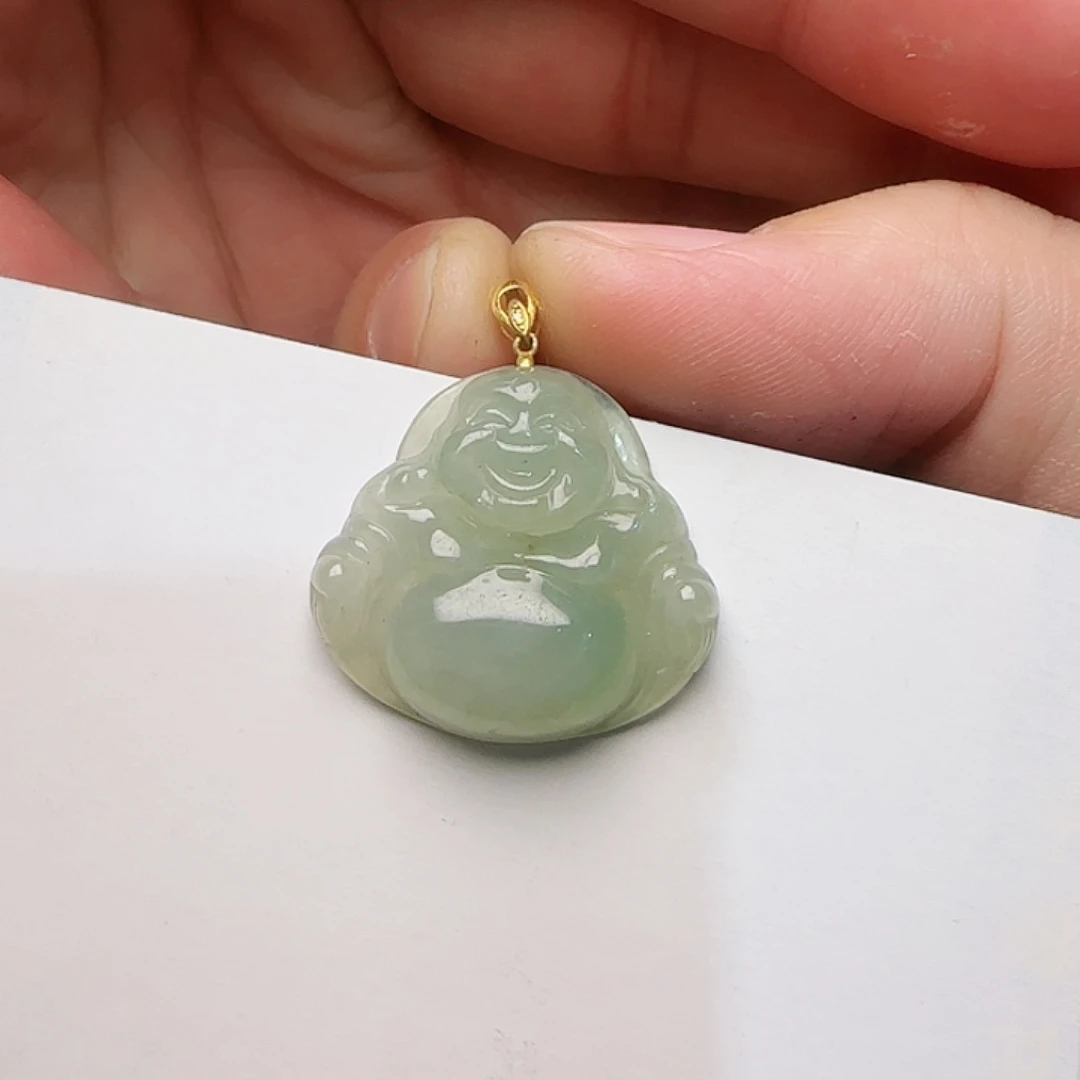 翡翠吊坠(不含链)18K金镶嵌