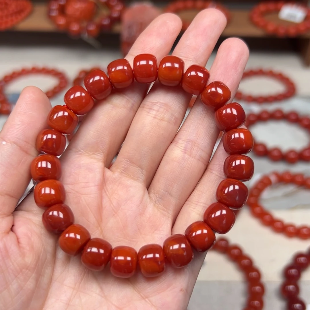 未镶嵌手串南红玛瑙九口牛血柿子双色10mm+老型 传承级