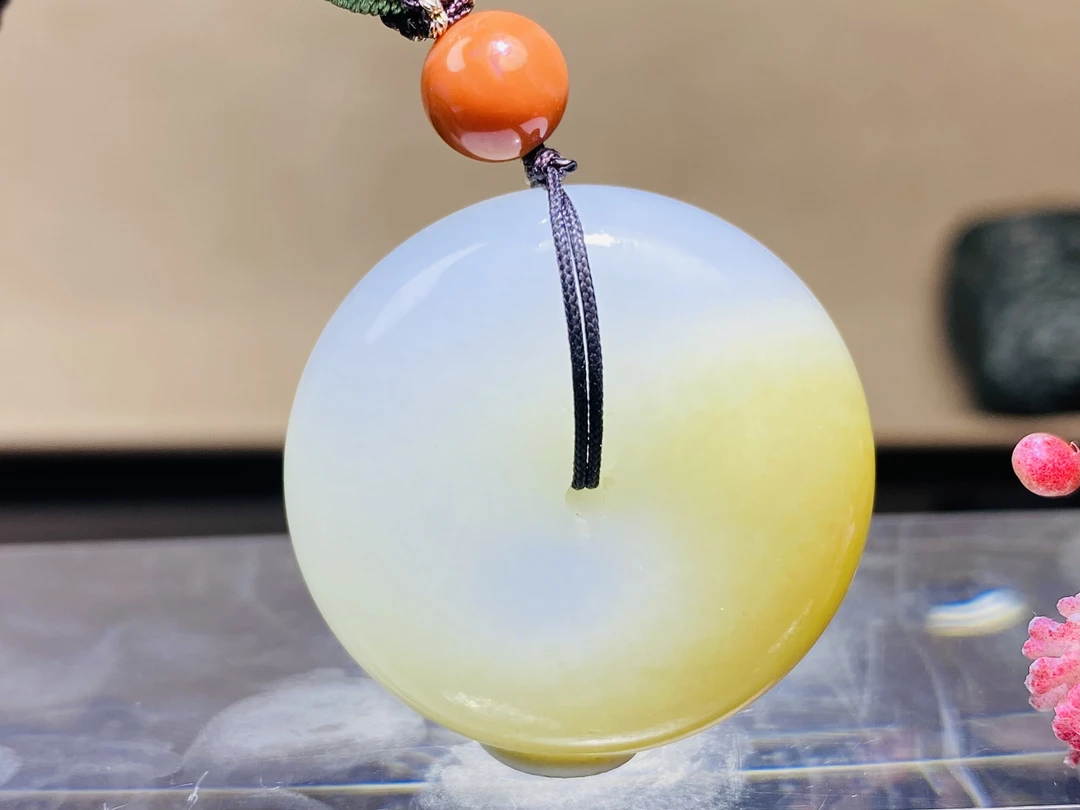 和田白玉糖白平安扣挂件老料