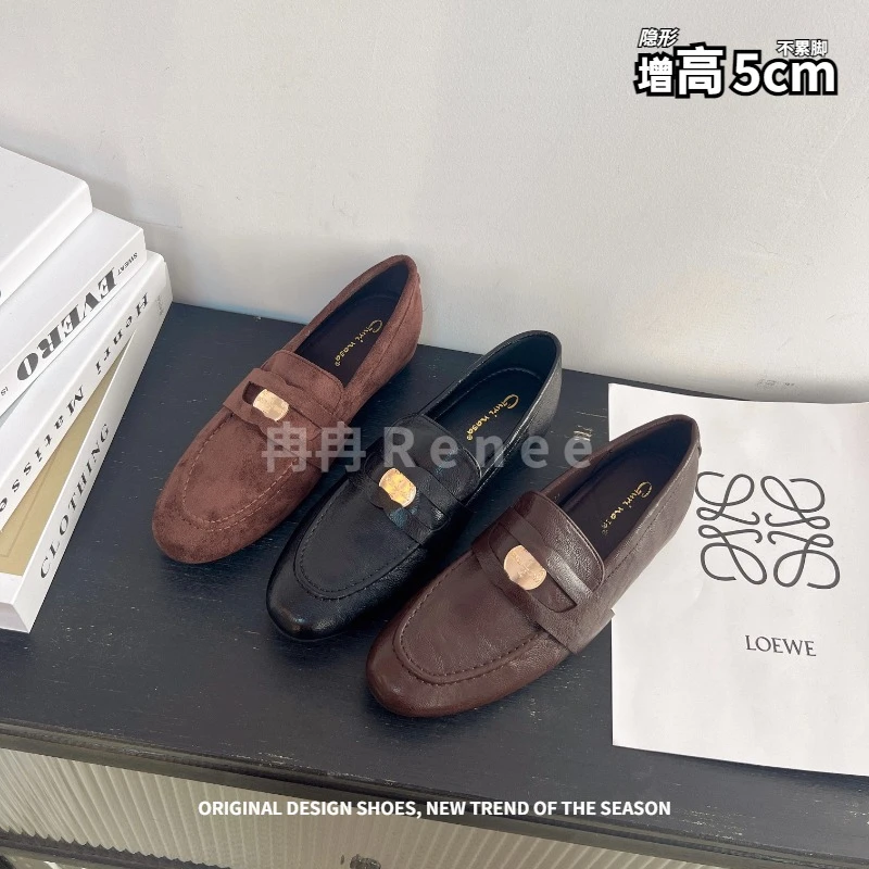 冉冉Renee腔调感~复古小金币一脚蹬懒人乐福单鞋女小皮鞋秋冬百搭