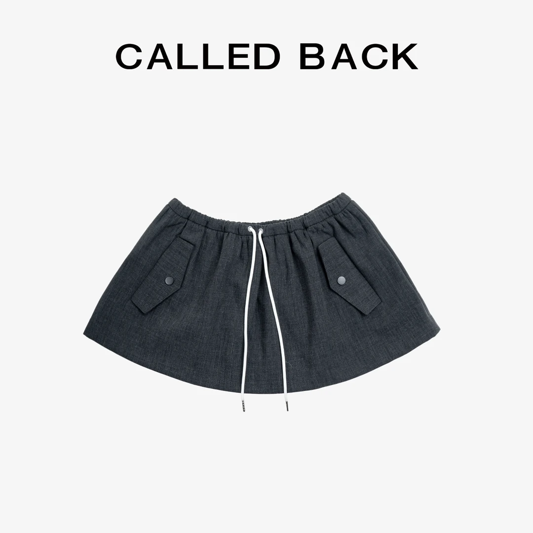 CALLED BACK新款潮流时尚抽绳灰色半身裙 9-2