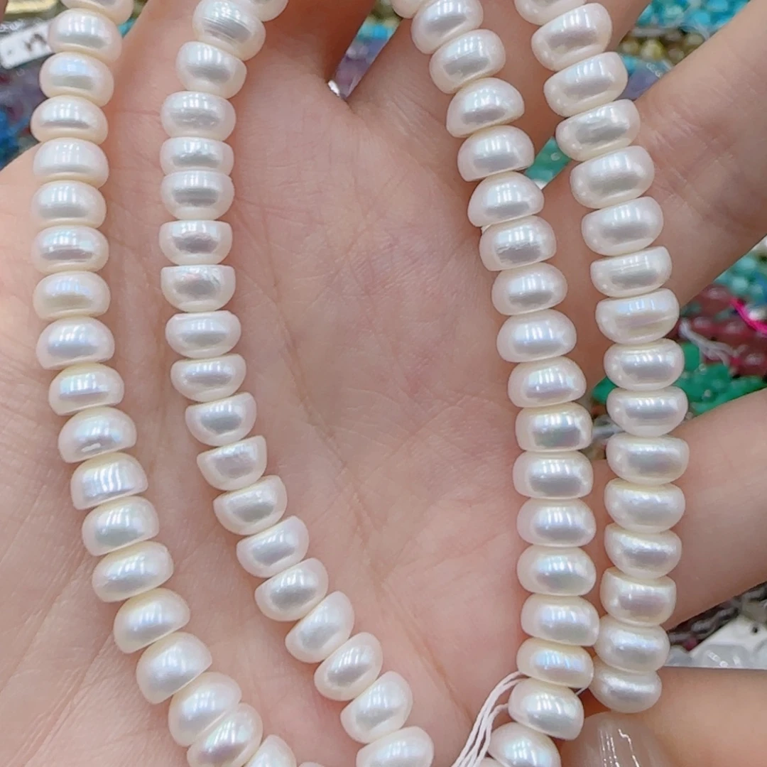 玛瑙/玉髓未镶嵌珠宝半成品一级淡水珍珠一条卡6-7