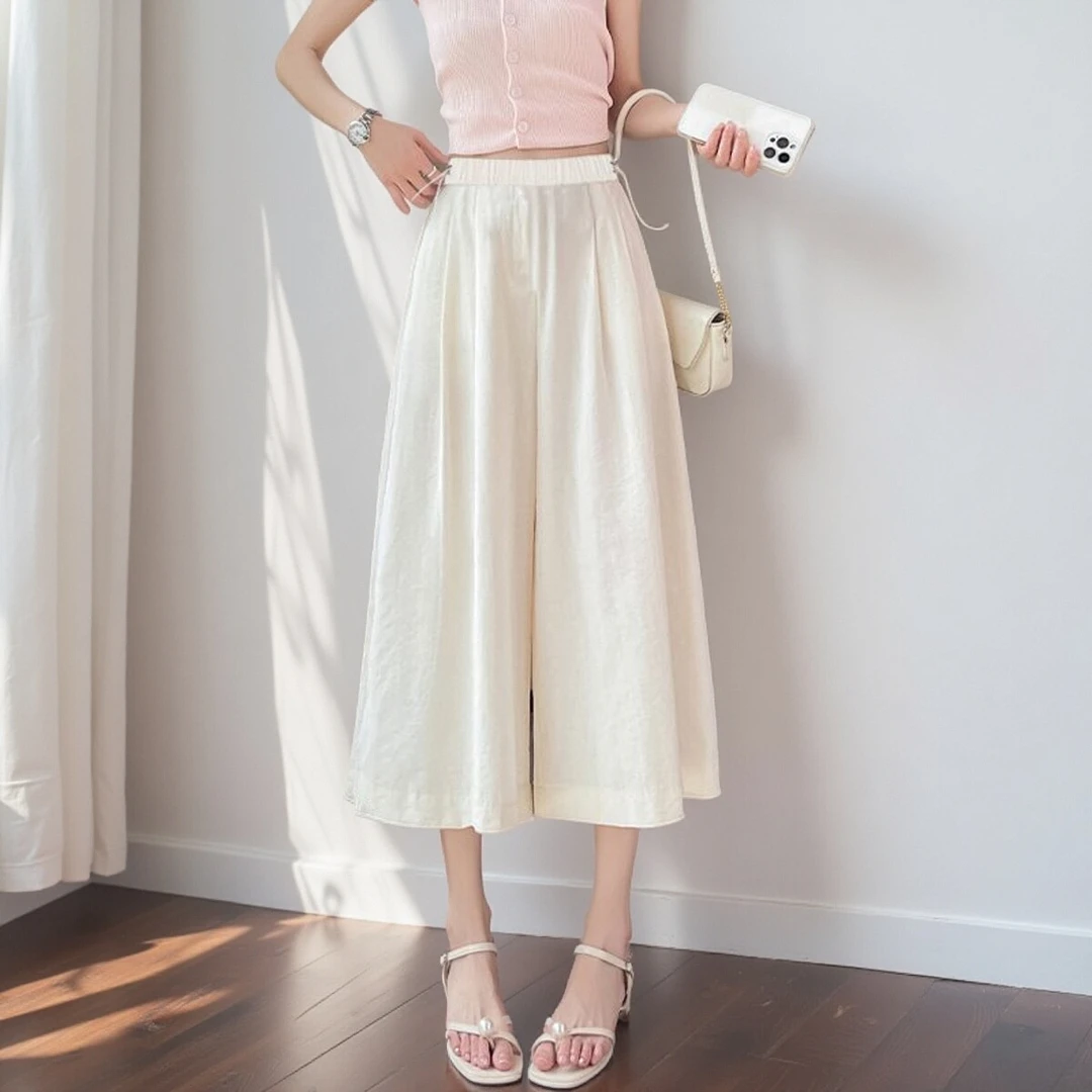 孕妇阔腿裙裤夏季2025新款孕期不勒肚子小个子垂感八分裤裙薄款
