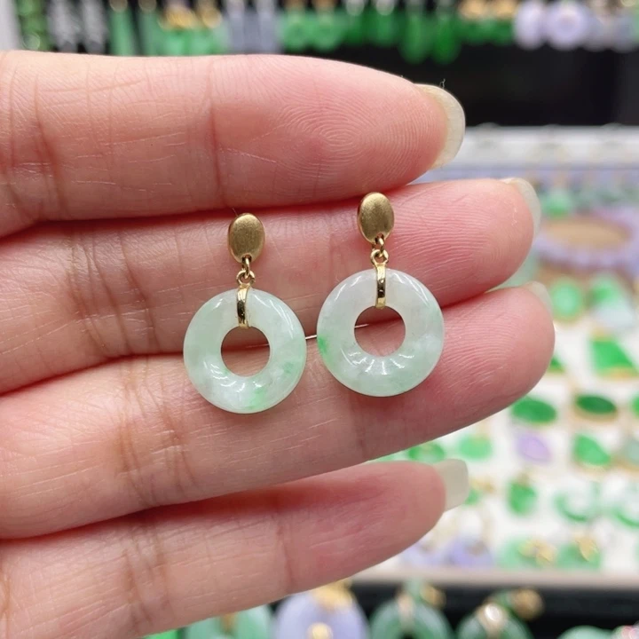 翡翠18K金镶嵌耳饰