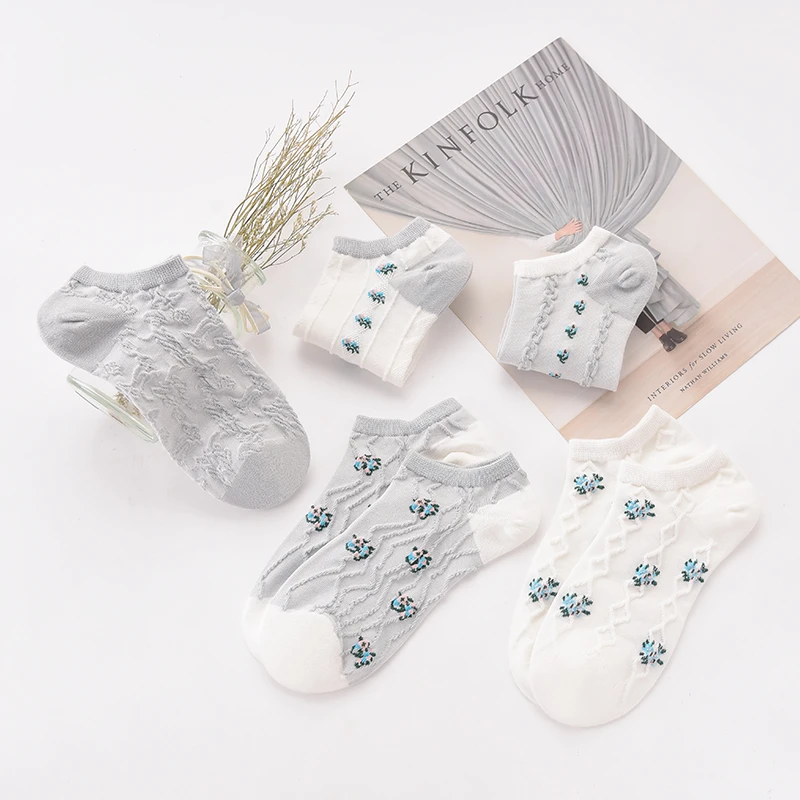 夏季女士短袜日系薄款浅口韩版袜子女百搭透气运动春夏中筒低帮袜