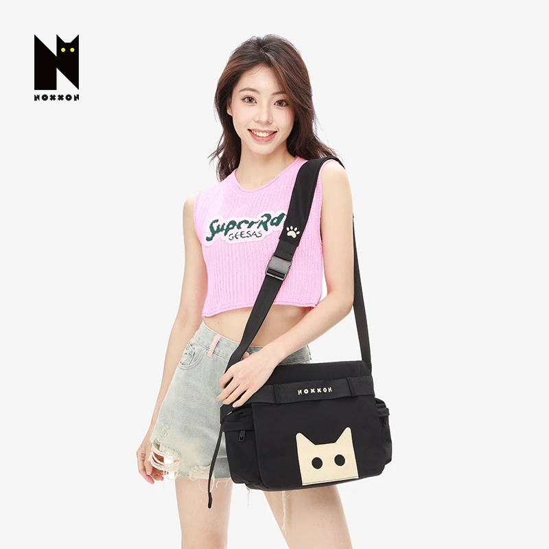 NOXXON防水多功能耐刮猫咪潮流户外单肩包小众学生通勤包包ND0223