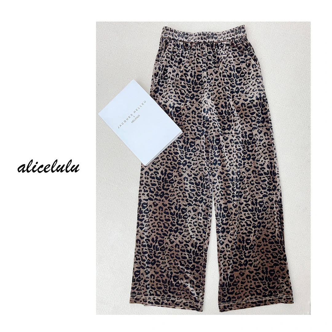 5 alicelulu“搭配医生”休闲裤丝绒豹纹华贵百搭S1034465L