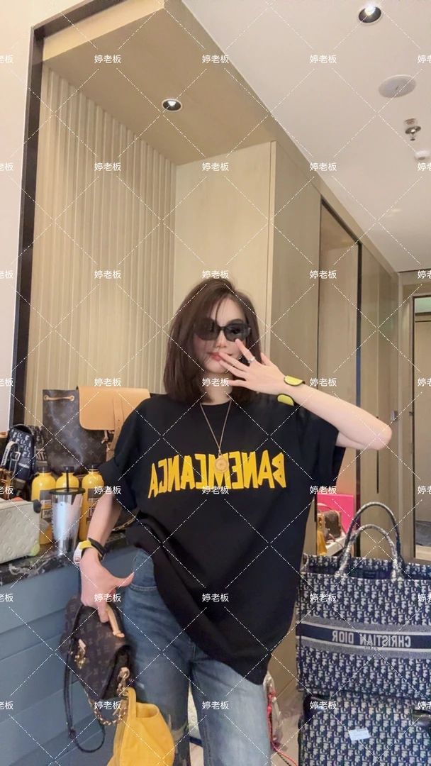 『 婷老板』新款、B字母黄色百搭短袖T恤777-21