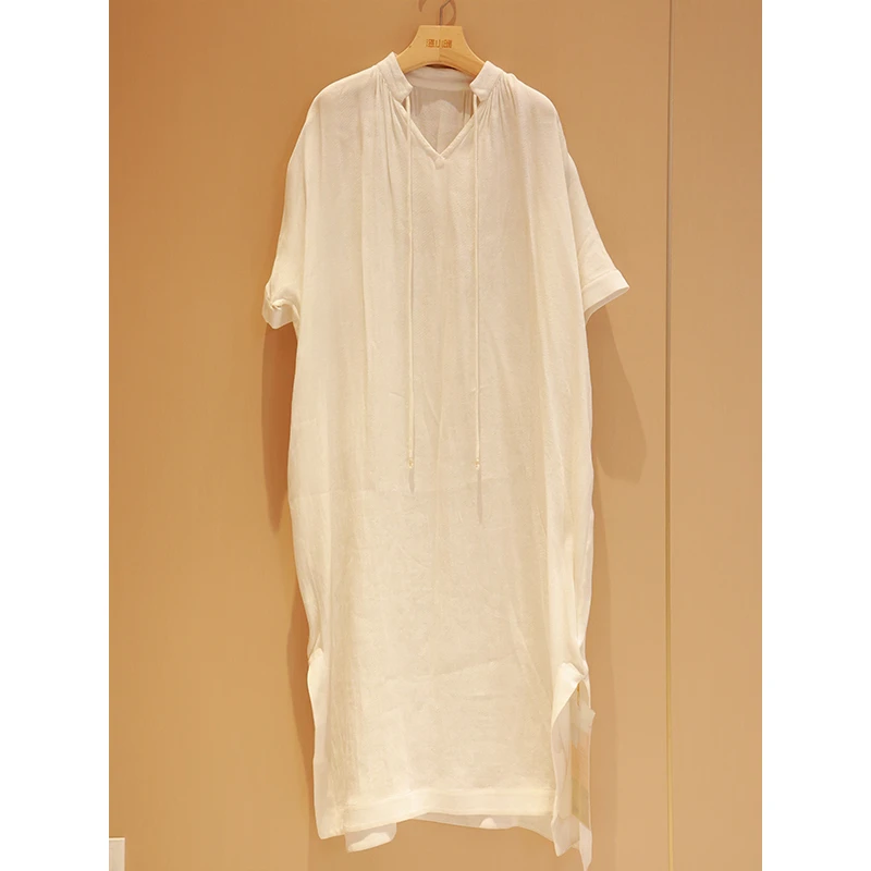 【门店同款】V领连衣裙（23707286-山矾-160码)