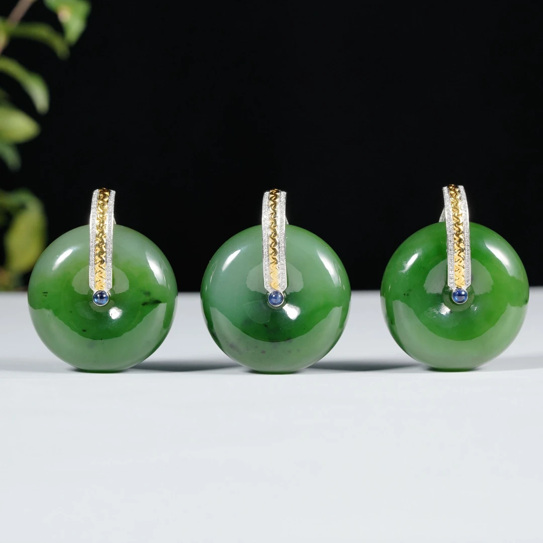 【鹿鸣】18k红皮和田玉平安扣吊坠多样性发一不含链 LM09 *3005