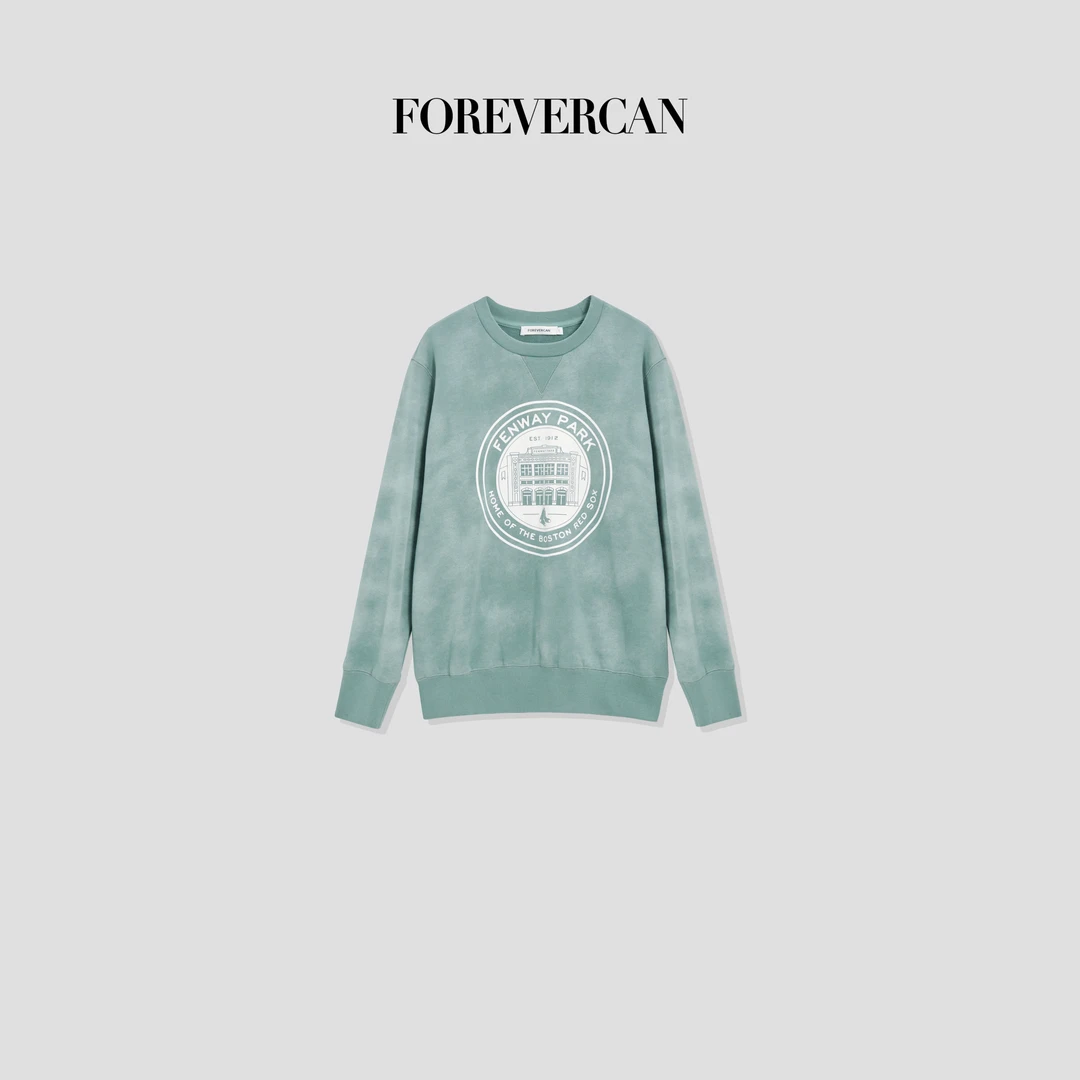 FOREVERCAN“巴斯特尔”学院风徽章印花运动休闲卫衣上衣 ST22140