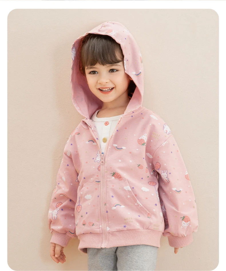 女童春秋款外套2024新款小童连帽兔子时尚韩版洋气秋季女儿童短裤