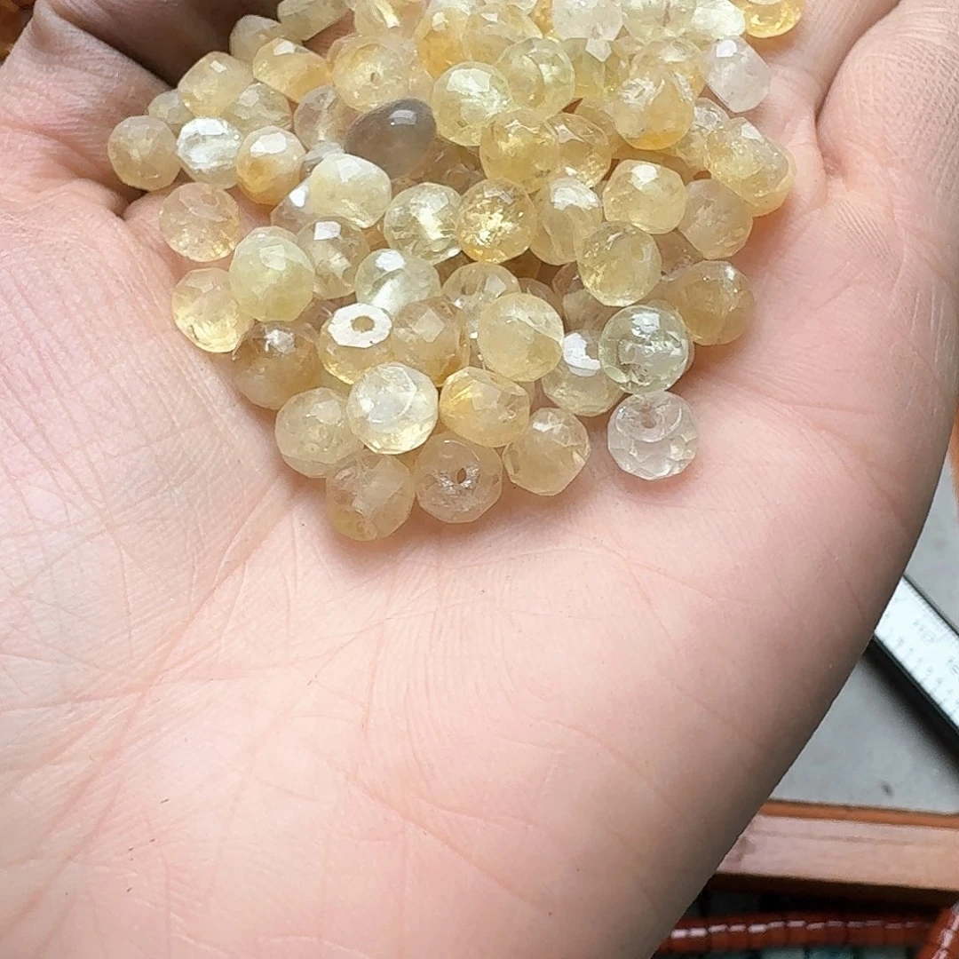 玛瑙/玉髓合金珠宝半成品50颗7mm切面黄水晶算盘