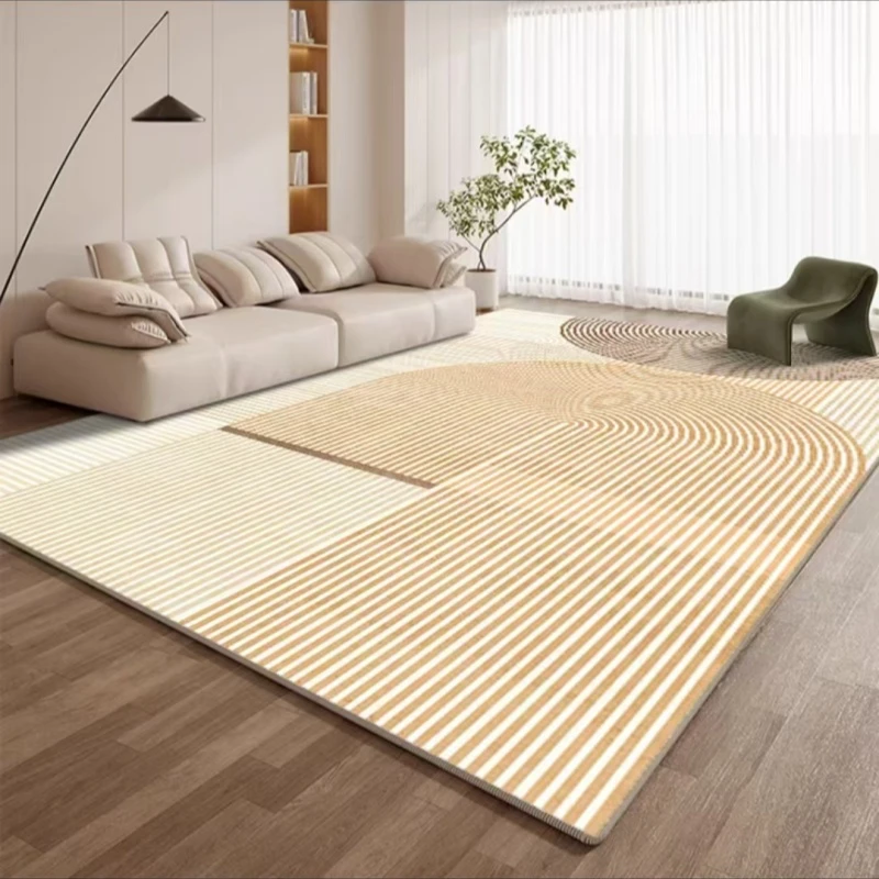 奶油风客厅茶几地毯-水晶绒防滑防潮-可机洗可手洗