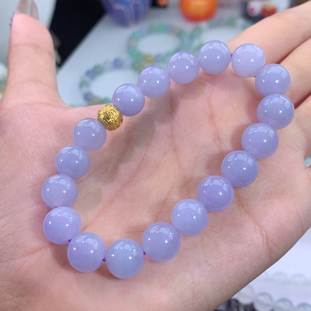 翡翠未镶嵌手链8号 紫罗兰手串