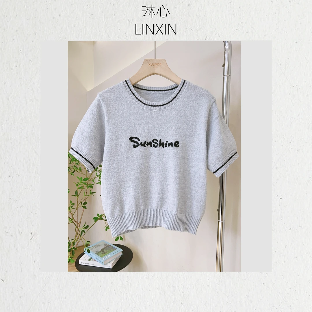 琳心丨春季新款休闲百搭短款字母印花圆领短袖T恤 JMZ0933洋气