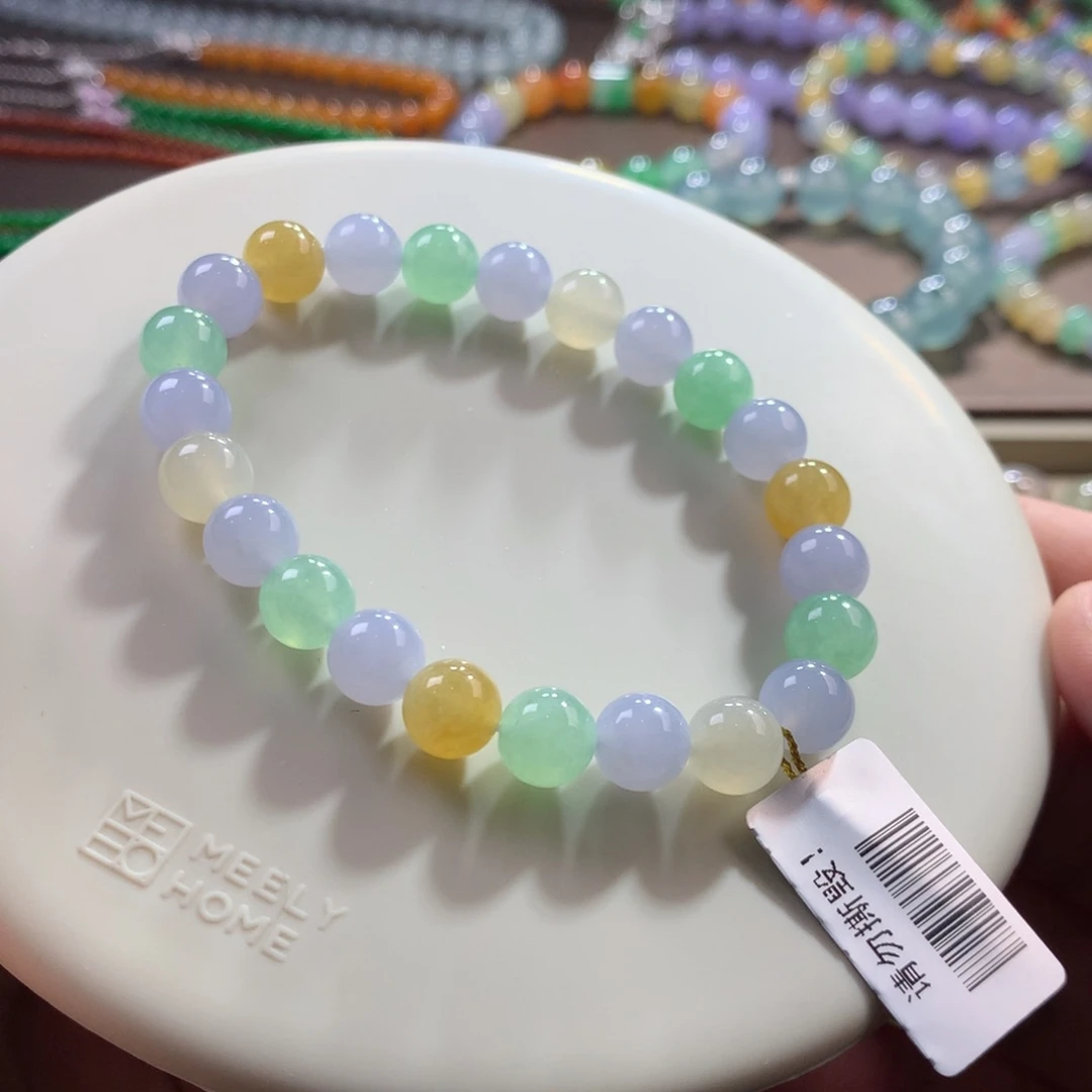 未镶嵌手链翡翠性价比冰胶马卡龙多宝手串 卡8