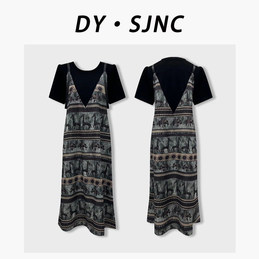 【 DY.SJNC】老钱风 设计感连衣裙假两件宽松气质款时尚显瘦 连衣裙