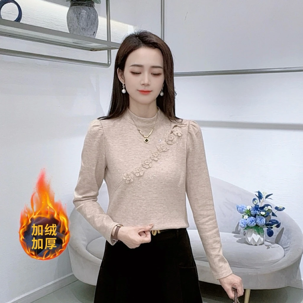 A9198时尚设计感长袖T恤女冬季新款洋气气质上衣减龄百搭