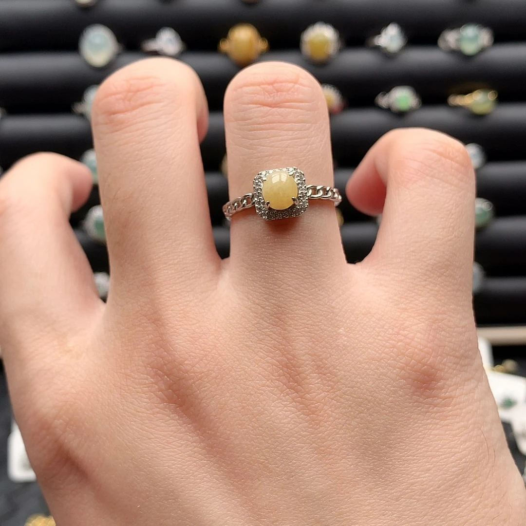 翡翠戒指银S925镶嵌0057