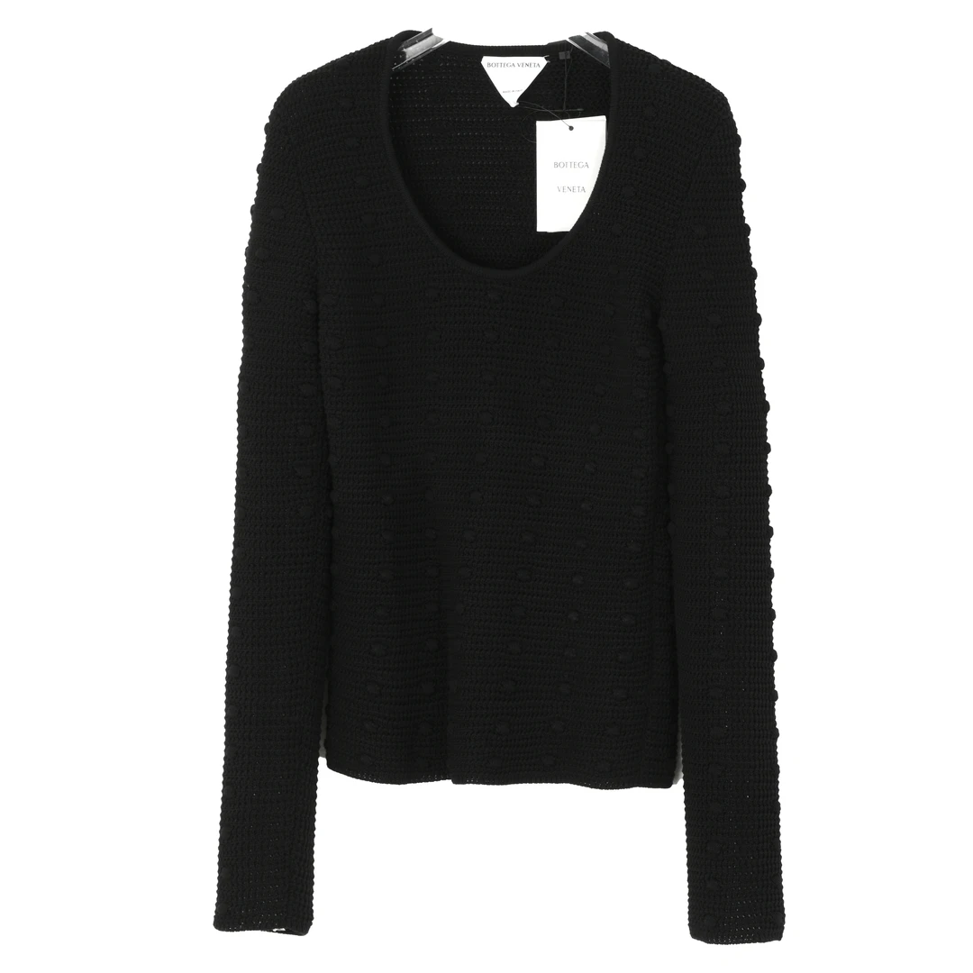 BOTTEGA VENETA/葆蝶家女士修身百搭黑色针织毛衣647743V0DW01000