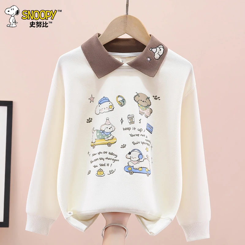 Snoopy/史努比女童春秋款卫衣儿童长袖上衣中大童套头打底衫内搭