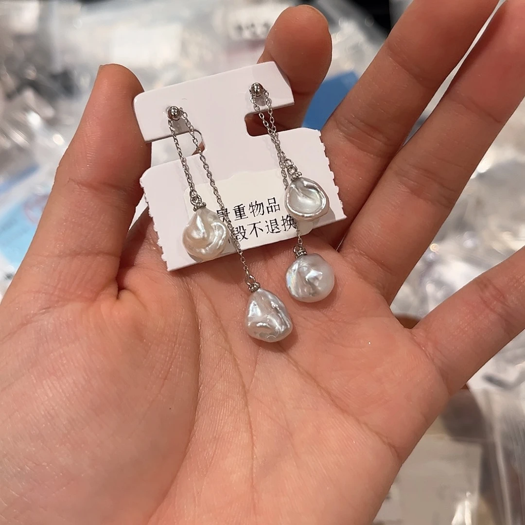 合金淡水珍珠耳饰