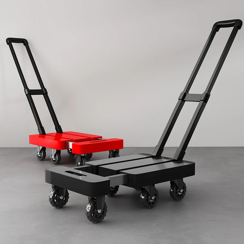 大轮静音手拉车平板车家用商用伸缩小拉车折叠拉货车可折叠小拖车