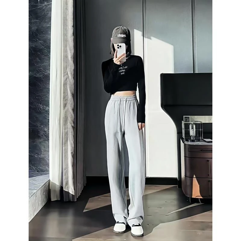 [依易原创]秋冬简约保暖显瘦遮肉宽松直筒烫钻休闲裤G73028