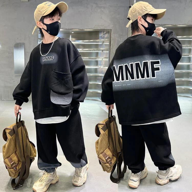 男童春装运动卫衣套装2024新款中大童春秋休闲两件套帅气时髦