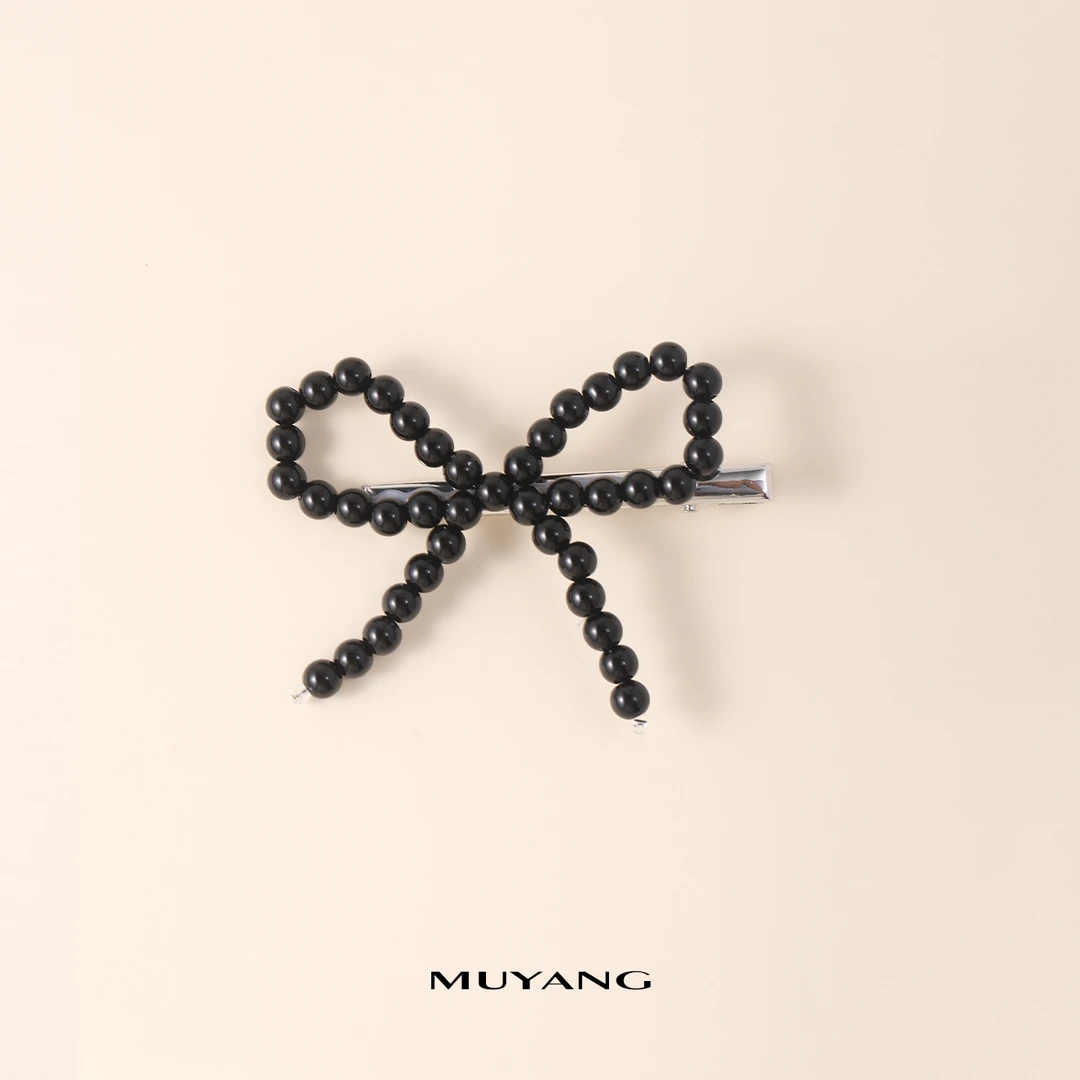 muyang/慕阳发卡气质黑色简约蝴蝶结发卡