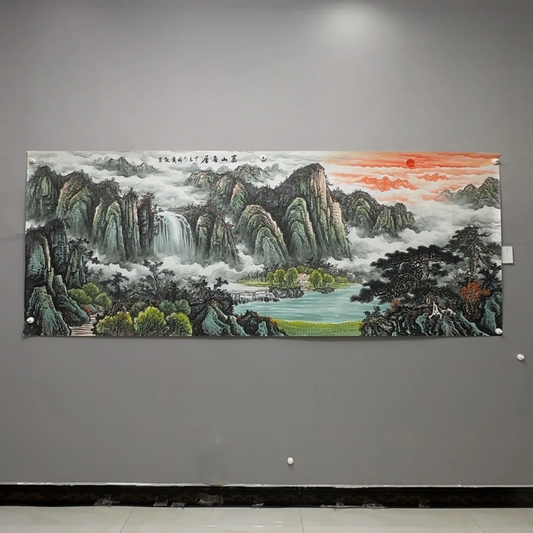 国画横幅八尺精品山水贾敏