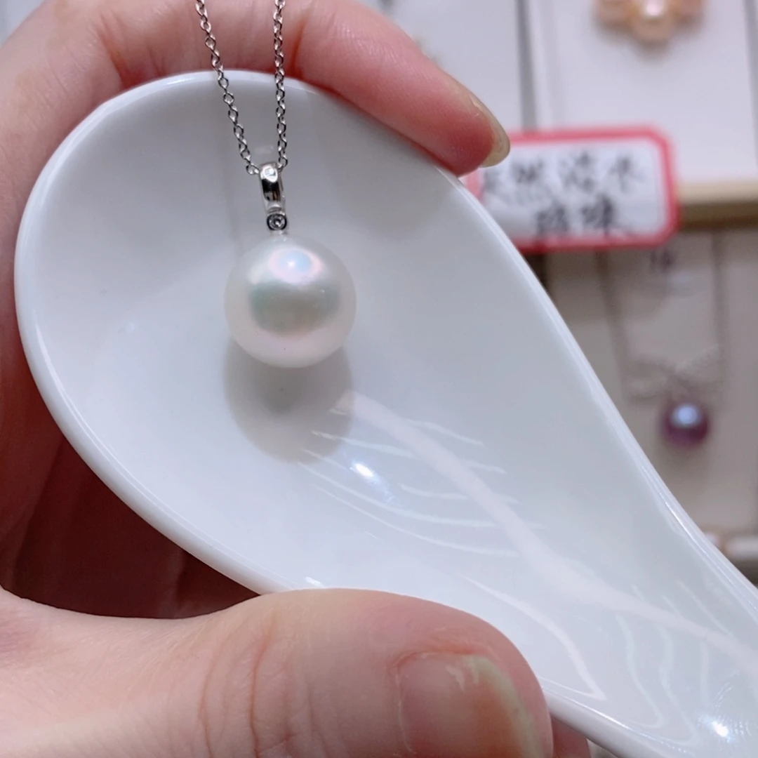 淡水珍珠银S925镶嵌耳饰12+A